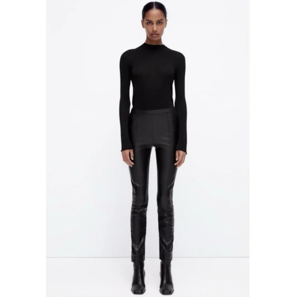 Zara Black Faux Leather High Waisted Pants